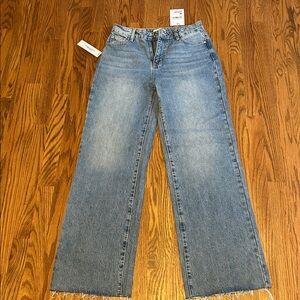 Princess Polly Henesey High Rise Straight Leg Jeans Mid Blue Wash